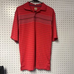 Lone Cypress by Pebble Beach Mens MD Short Sleeve Red Striped Polo Golf Shirt